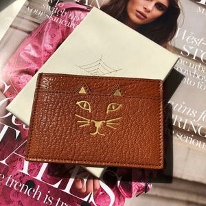NWT Charlotte Olympia Feline Card Holder Brown